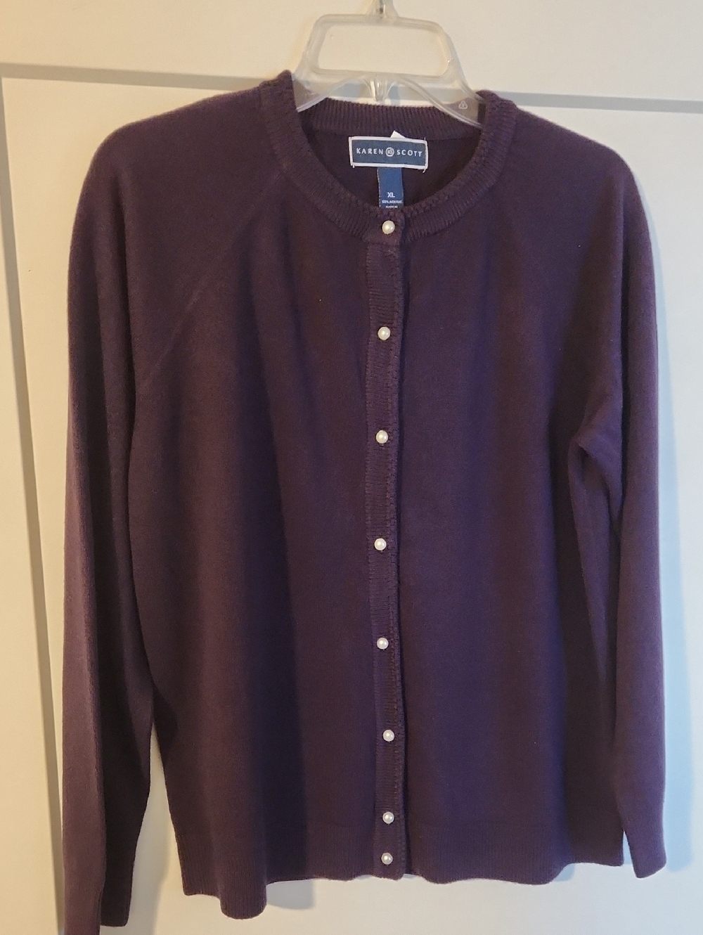 Karen Scott Eggplant Purple Cardigan XL